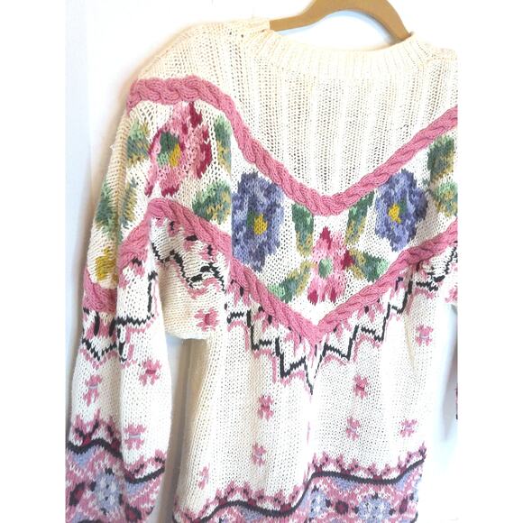 Vintage Jennifer Reed Knitted By Hand Multicolor All Over Sweater Size Medium - Picture 4 of 8